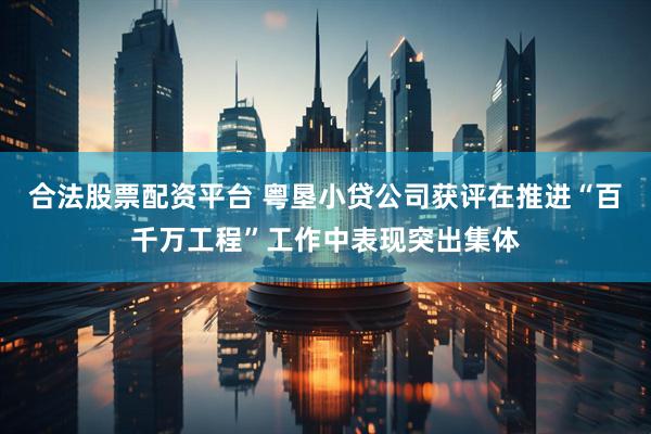 合法股票配资平台 粤垦小贷公司获评在推进“百千万工程”工作中表现突出集体